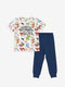 Crew Neck Printed Short Sleeve Boy's Pajamas Set